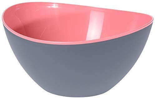 Koop Homewares Large 3.4L Plastic Mixing Bowl, Duotone Grey & Pink | 25x12.5cm Dishwasher & Freezer-Safe Serving, Salad & Popcorn Bowl | House & Kitchen Essentials for New Home, Baking Accessories