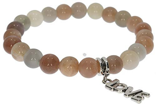 Mondstein Kugel 8mm Stretch Armband & Love - individuelle Größe AB638 DisplayLength 14