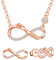 Yumilok Damen Schmuckset Halskette mit Rose Unendlichkeit Anhänger & Damen Ohrstecker Ohrringe aus 925 Sterling Silber Roségold