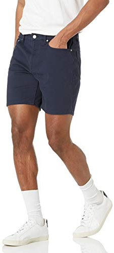 Amazon Essentials Short à 5 Poches, Textile Extensible, Entrejambe de 22,8 cm, Coupe cintrée Homme, Bleu Nuit, 32W