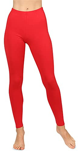 Bellivalini Leggins Largos de Algodón Mujer BLV50-155 (Rojo, XL)
