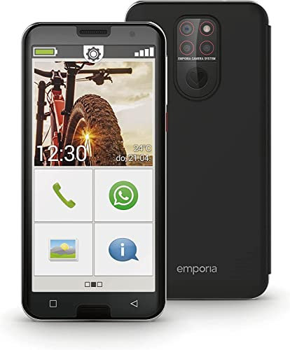 Emporia Smart.5 Smartphone 4G, Display 5,5 Zoll HD+, 32 GB, 3 GB RAM, Dreifach-Kamera, Android 10, Batt. 3550 mAh, Schwarz (Italien)