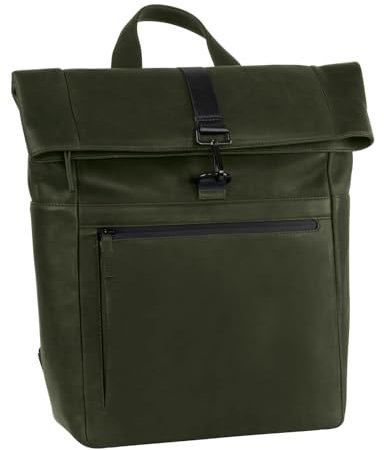 Leonhard Heyden Leder Rucksack Freizeitrucksack mit Laptopfach Den Haag Rolltop Backpack Olive grün