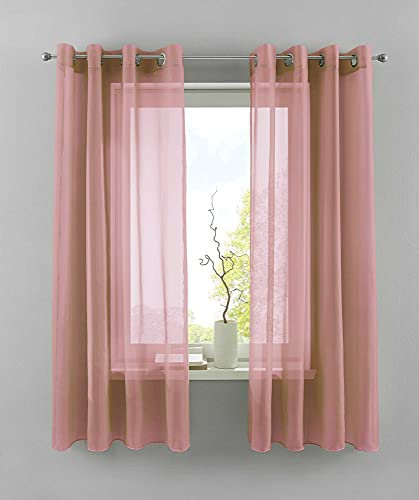 YASMIN 2er Set Ösengardinen HxB 175x140 cm Altrosa Transparent »Basel« Gardine Bleiband Store Vorhang, 20332TR2