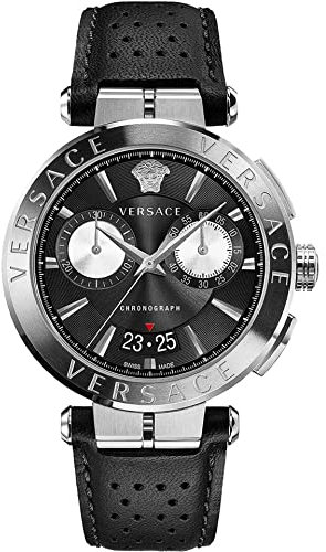 Versace Herren Uhr Chronograph Aion Herrenuhr Leder Armband 45mm VE1D007 19