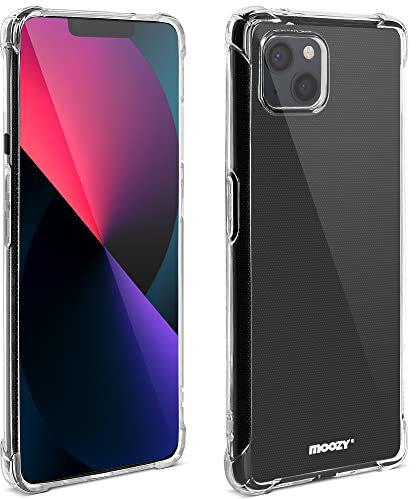 Moozy Cover Silicone Trasparente per iPhone 13 - Custodia Antiurto, Transparent Shockproof Case Silicone Cover, Copertura del Telefono TPU Morbido