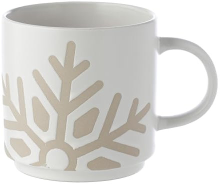 Puckator Christmas Snowflake White Glaze Relief Stoneware Tea Coffee Mug Funny Home Accessories Cute Gifts for Girlfriend Large Mugs for Men Women Hot Drinks Cups Presents Secret Santa Gift Cup Set