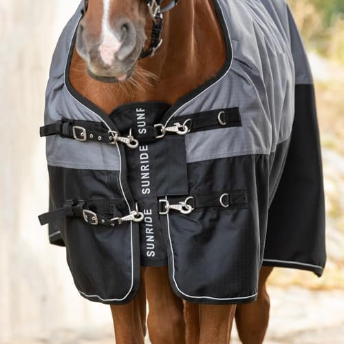 SUNRIDE Extension de poitrail pour Couverture de Cheval (Nuuk) en Polaire Douce et 600D Ripstop (XL/165 cm, Noir)