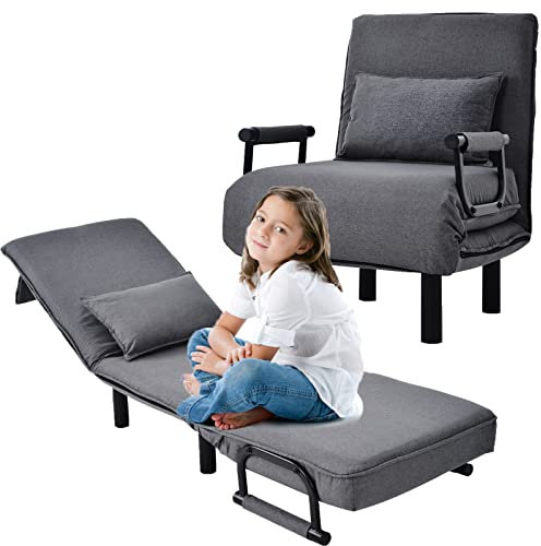 HUMNZR Schlafsofa, Lazy Sofa, Klappsofa mit Lendenkissen Bodensessel mit Schlaffunktion,Grey
