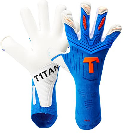 T1TAN Alien Gravity Blue 2.0 Torwarthandschuhe für Erwachsene, Fußballhandschuhe Herren Mixed Cut und 4mm Profi Grip - Gr. 10