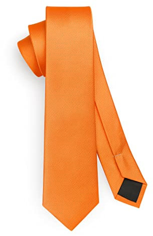 HISDERN Herren Krawatte Orange Schmale Einfarbig Seide Krawatten für Herren Klassische Formelle Elegante Schlipse Hochzeit Party Business Krawatte 6cm