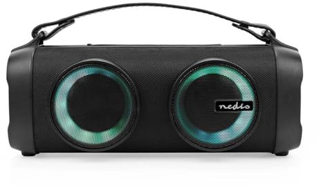 Nedis Bluetooth Party Boombox | 5 hrs | 2.0 | 24 W | Medienwiedergabe: AUX/USB | Verknüpfbar | Tragegriff | Partylicht | Schwarz