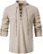 LUYANA Herren Baumwolle Klassisch Schottisch Jacobit Ghillie Kilt Shirt Khaki L