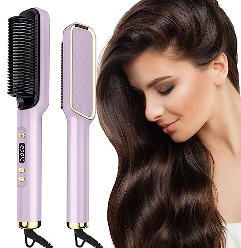 Hair Straighteners, Fast Heating Ionic Hair Straightener Brush, 80-230°C Adjustable Temperature Straighteners with LCD Temperature Display, Hair Styler Tools for Women, UK Plug (Violet)