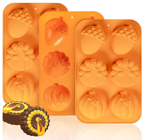 Truthahn-Kürbis-Kuchenformen, 3 Stück, Herbstformen, Silikon, Truthahnform für Thanksgiving, Mini-Kuchen, Muffin, Backen, Halloween, Cupcake, Dessert, Mousse, Oreo, Form-Set für die Herstellung von