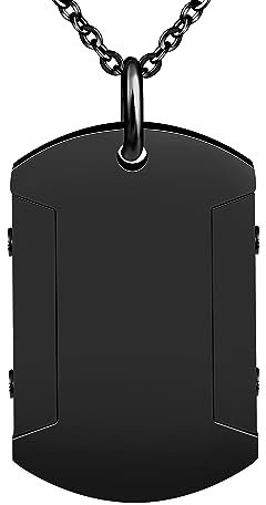 Feilok Herrenkette Edelstahl Kette Herren Halskette mit Anhänger schwarz Armee Stil Dog Tag für Männer