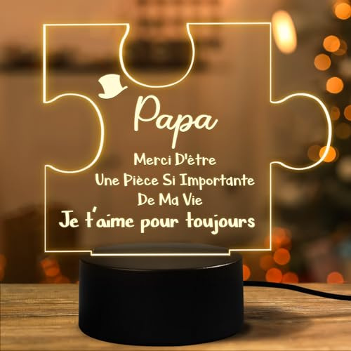 Coldbling Idée Cadeau Fete des Peres, Lampe Cadeau Papa Anniversaire Noel Original, Cadeaux Fête des Pères pour Papa Homme Pere Veilleuse en Acrylique Personnalisé