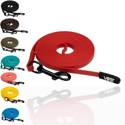 VOGT-Trainingsleine| von André Vogt |inklusive Videokurs Begegnungstraining| Schleppleine | ideale Länge 3m| original Biothane| (rot)