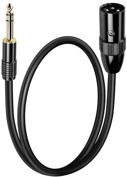 PNGKNYOCN 1/4 a XLR Cable,0.5M 6.35mm (1/4 pulgada) TRS a XLR macho estéreo Cable de micrófono balanceado para micrófonos, amplificadores, consolas de mezcla (0.5M, 1/4 inch TRS)