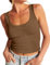 ELFIN Damen Crop Tops Gerippt Sommer Sexy Tank Top Cropped Ärmellos Slim Fit Basic Shirt Kurz Oberteile Ribbed Top (M, Dunkelkaffee)