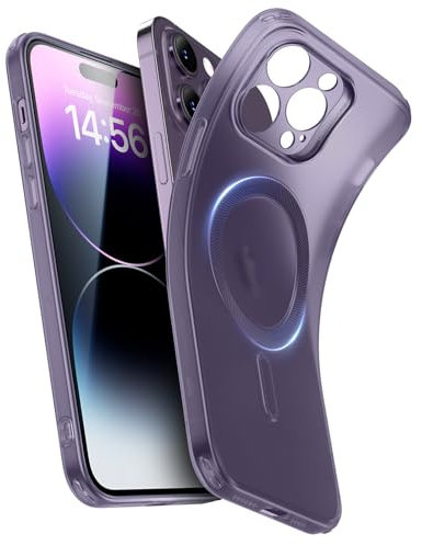 ESR für iPhone 14 Pro Max Hülle, Kompatibel mit MagSafe, Klares Silikon Handyhülle iPhone 14 Pro Max Case, Stoßfeste Dünne Vergilbungsbeständige Transparente Schutzhülle, Zero Serie, Mattiertes Lila