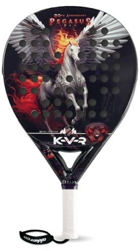 Akkeron Kovra - Pala de Padel - Modelo Pegasus Pro 2024 - Carbono 100% - Power Blast EVA - Forma Lágrima - Barniz Brillo - Cuerda Seguridad Ajustable - Control/Potencia - 355/370g
