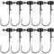 JSHANMEI Ned Rig-Haken, Hartstahl, Nadelspitze, Pilzjigköpfe für Barsch, Forelle, Crappie, Zander, Schwarz, 10 Stück
