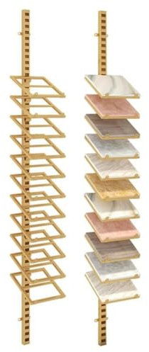 zktoermn 2pcs Wand Display Fliesen Halter, Bodenfliesen Display Stand, Halter Für Probenvorganisatoren Aus Metall, für Keramikfliesen/Marmorböden/Holztüren/Fensterbänke(Gold,2m(6.56ft))