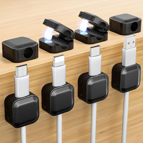 8 Pack Cable Clips,Cable Management Use High-Viscosity Acrylic Adhesive,Not Easy to Fall Off, Desk Organiser for Nightstands, Charging Cables, HDMI, USB,Offices, Home Accessories