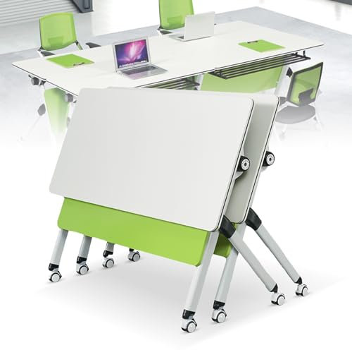 Konferenztisch, Konferenztische, Klappbarer Schulungs- und Seminartisch, Moderner, klappbarer Schulungstisch für Konferenzräume im Büro mit Lenkrollen, Rollbarer Besprechungstisch, 55 * 21,6 * 29,5 Z