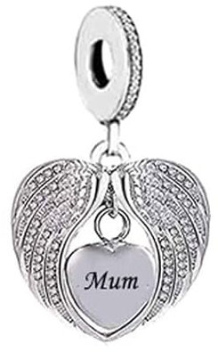 Abalorio de plata de ley 925 con diseño de alas de ángel, compatible con pulseras Pandora, Metal