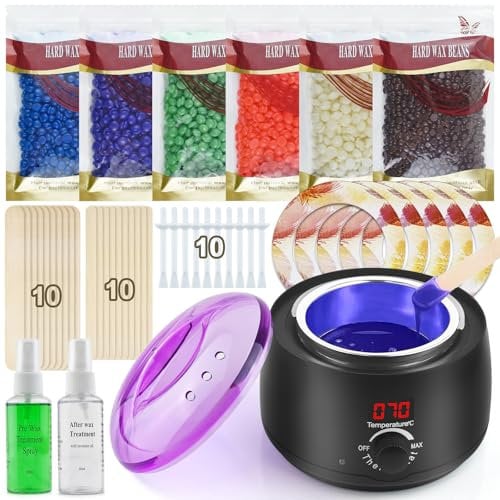 Scaldacera Cera Brasiliana Kit Completo Ceretta Fornetto Scalda Waxing Professionale Indolore Elastica Waxx Caldo Depilazione Fornello Fornelletto Set Display Digitale LCD con 600g Perle di Cera