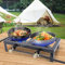 Réchaud à gaz de camping – Réchaud à gaz d'extérieur à double brûleur avec tuyau réglable de 0 à 20 psi de 8 000 W pour barbecue, cuisinière au propane pour camping, barbecue, trekking, randonnée en