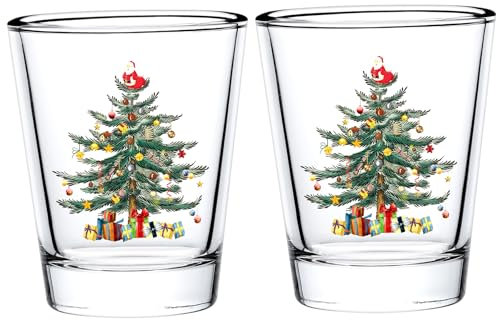Futtumy Christmas Shot Glasses, 2 OZ Christmas Tree Shot Glasses, Holiday Shot Glasses for Adults Couples Man Women Coworkers, Novelty Shot Glass for Christmas White Elephant Gifts, Funny Shot Glasses