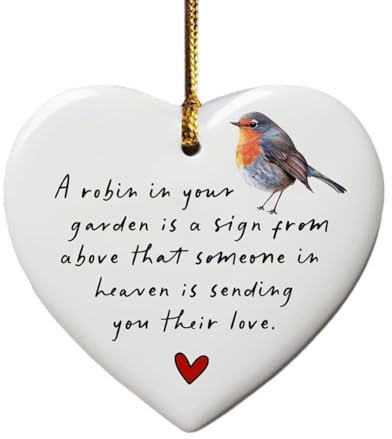 Christmas A Robin In Garden Heart Ornament, Robin Sympathy Gift, Bereavement For Loss Lo Ornaments Ornament, Memorial