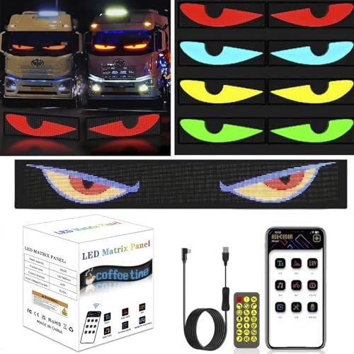 Dsongo Yeux LED pour Voiture, Panneau Lumineux LED Voiture Yeux, Ecran LED Flexible Voiture Programmable pour Voiture, Bricolage, Voiture, Lampe LED Dynamique, écran Doux (7 * 17.3CM)