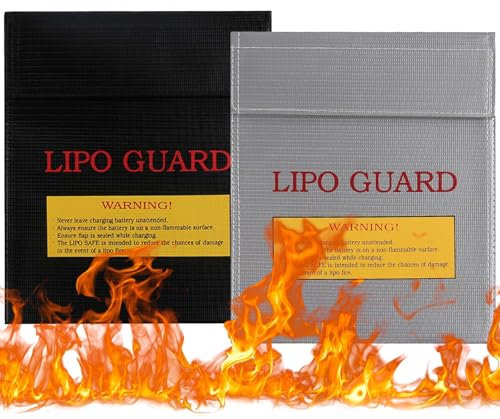 Naapesi 2 Pièces Étanches pour Batterie Ignifuge, Sac de Sécurité Pour Batterie au Lithium, Batterie Anti Explosion, Sac Ignifuge Antidéflagrant, Sac Batterie Lipo pour Résistant Safe Charge Protecion