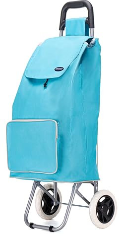 Lightweight Aluminium Shopping Trolley on Wheels - 59L Capacity, Durable, Easy to Maneuver & Fold for Convenient Storage – Ideal for Groceries, Laundry, and Errands (Turquoise Blue)