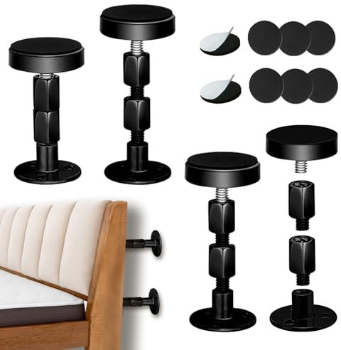 Lot de 4 butoirs de tête de lit réglables avec filetage - Cadre de lit réglable - Outil anti-tremblement - Fixateur anti-tremblement pour lit, canapé, armoire, mur de chambre