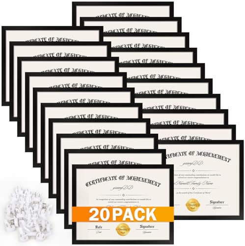YixangDD 20 Pack Certificate Frames 8.5 x 11, College Diploma Frame, Black