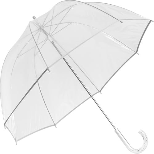 noTrash2003 Romantischer transparenter Hochzeitsschirm – Eleganter Brautschirm für traumhafte Hochzeitsfotos im Regen – Stilvolles Brautaccessoire (Ø 101 cm)