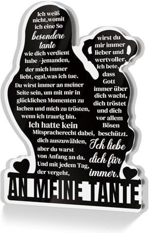 Putuo Decor Acrylschild An Meine Tante – Geschenk mit herzlicher Botschaft – Dekoration für Tante zum Geburtstag, Muttertag oder einfach so