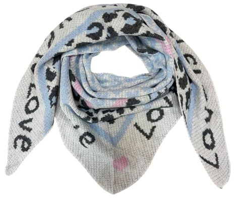 XXL Dreieck Schal Love Leopard Winter Unisex Dreieck Strickschal Leo Schal Wolle Stola Tuch Stickschal