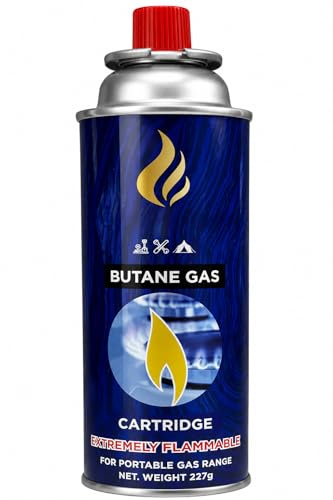 Adjustable Butane Gas Bottle for Camping Cooker, Heater, BBQ & Weed Burner (8, Blue)