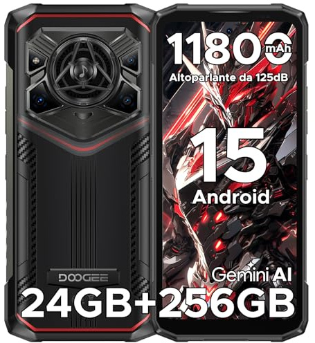 DOOGEERugged Blade 20 Pro Rugged Smartphone Android 15, 24GB+256GB/2TB TF, Octa Core Telefono indistruttibile, 11800mAh con Visione Notturna Celluare Antiurto, 50MP/NFC/Fingerprint/Face ID/Widevine L1