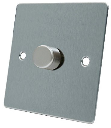 AET FSC1GDIM10 Satin Chrome Flat 1000W-10 Amp Single 1 Gang 2 Way 1000W Light Dimmer Switch, 1000 W, 240 V