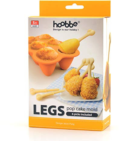CKB LTD® Fried Chicken Legs Cuisse de Poulet Silicone Baking Cake Pop Moule à sucettes Pop Cake en Silicone + 6 bâtonnets - Moules à 6 popcakes Amusement