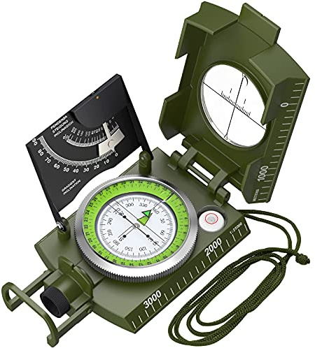 Proster IP65 Compass Hiking Survival - Lensatic Sighting Compass for Camping Navigation, Compass with Clinometer & Carry Bag for Camping Hunting Hiking Geology Activities