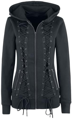 Gothicana by EMP Damen schwarze Kapuzenjacke mit Schnürung
