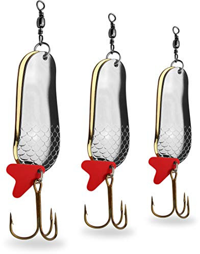 3er Set Doppelblinker Rassel Blinker zum Raubfischangeln in 3 Gewichten, Farbe :Gold/Silber